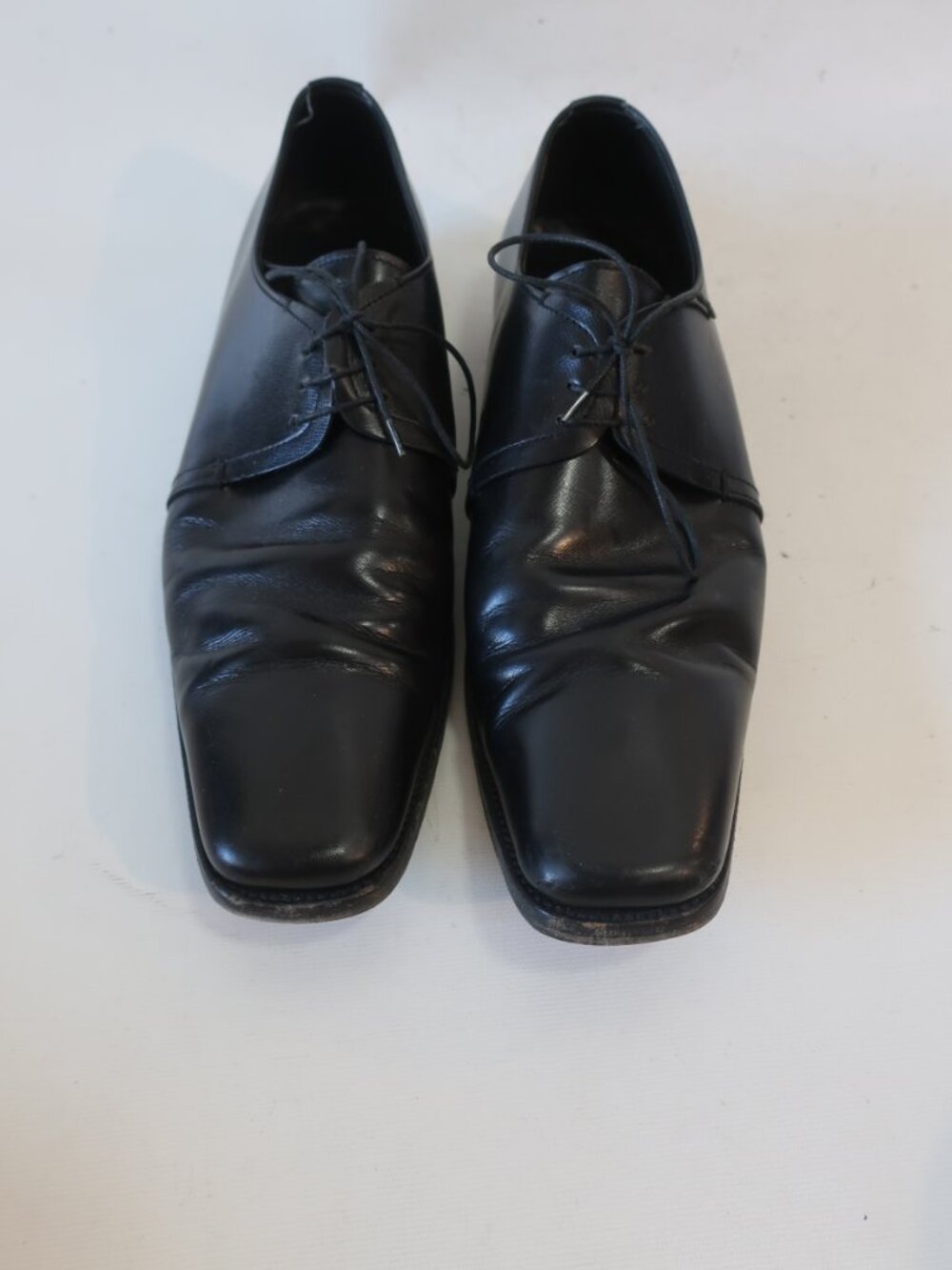 Mens Prada Black Leather Square Toe Oxford Lace Up Shoes 10 1/2 - Picture 2 of 12